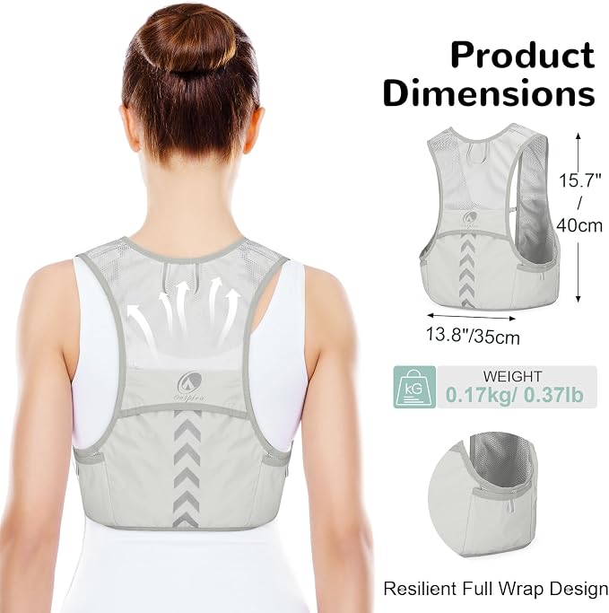 Lightweight Running Vest with 2pcs 500ml Water Bottle for Men Women, Reflective Water Vest Hydration Pack Hydropack for Hiking, M/L