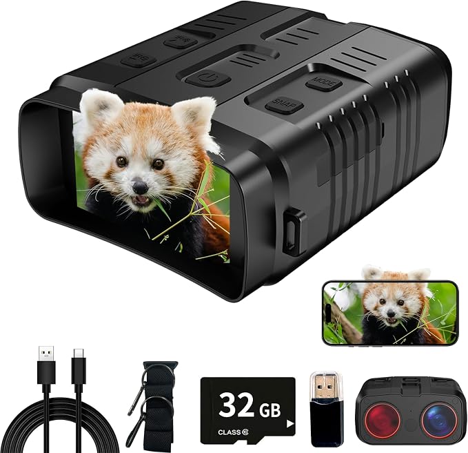 4K Day/Night Vision Goggles | Smart App Night Vision Binoculars - Up to 2642 FT Viewing Range, 3" HD LCD Screen, 4000mAh Rechargeable Battery, Includes 32GB Card, Video & Audio Recording for Camping