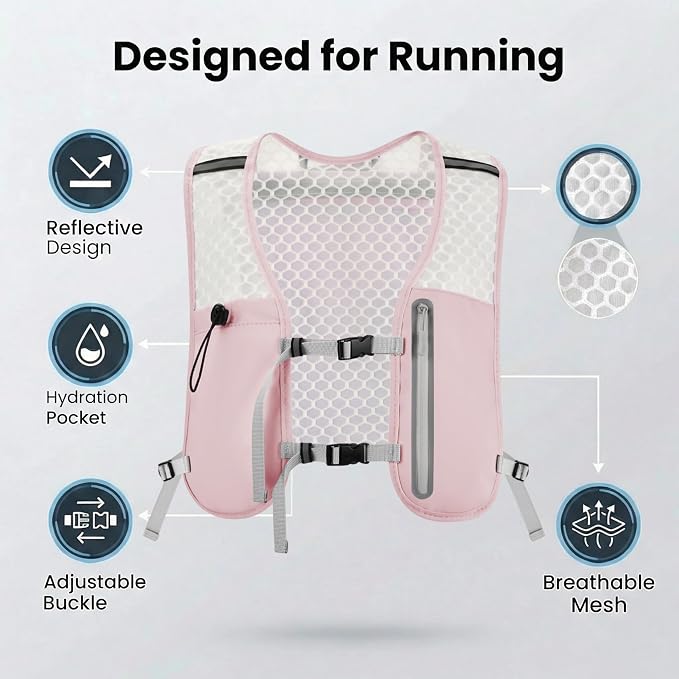 Running Vest for Women Men Hydration Backpack with 500ml Soft Flask Lightweight Water Pack