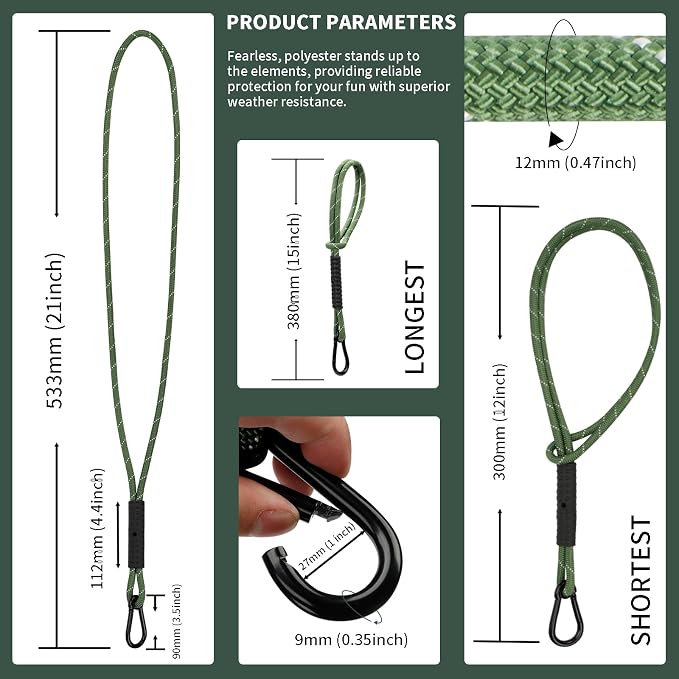 Heavy Duty Tree Swing Ropes, Hammock Tree Straps Hanging Kit, for Outdoor Swings Hammock Playground Set Accessories (1.75ft,21",Green,2Pack)