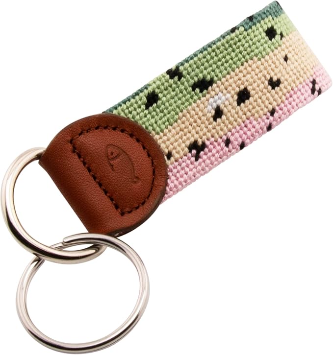Leather Hand-Stitched Needlepoint Key Fob or Key Chain