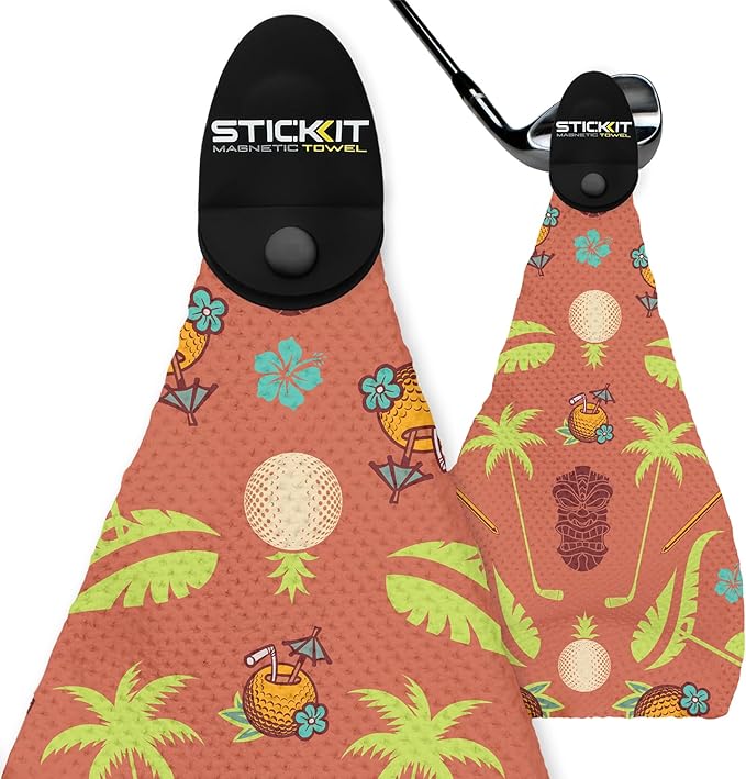 STICKIT Magnetic Golf Towel - Ultra-Absorbent Waffle Weave Microfiber & Removable Magnet - Golf Towel with Magnet for Bags, Clubs & Carts - Removes Dirt, Grass, & Debris from Club Face - 29” x 29”