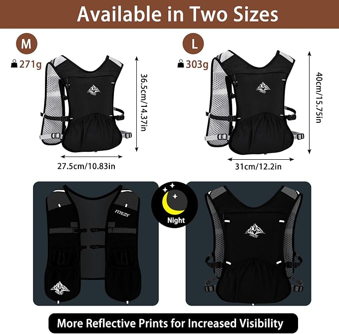 ITIEZY Running Vest for Women Men, 5L Hydration Backpack Lightweight Running Water Vest with Leak-Proof Bladder Sleeve for Marathon, Trail, Cycling, Hiking, Jogging