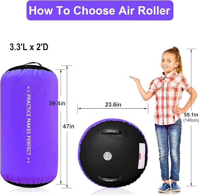VOFiTNY Gymnastics Air Barrel Cheerleading Tumbler with Track Pump for Inflatable