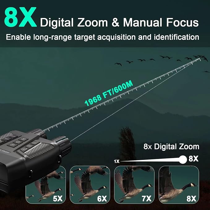 Night Vision Goggles for Adults, 4K with 58MP Full Color & AI Image Processing, IP66 Waterproof, 5000mAh Rechargeable Battery, 64GB SD Card, Tactical LED Light for Hunting Camping Gifts for Men