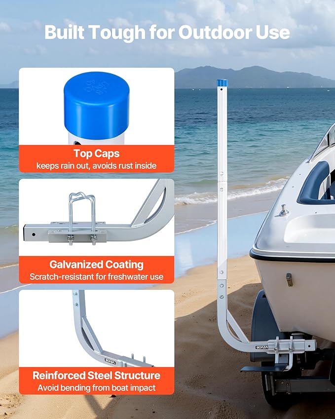 VEVOR Boat Trailer Guide, 16.7"- 60″ Adjustable Design Trailer Guide Poles, 2PCS Trailer Guide-Ons for Ski Boat, Fishing Boat or Sailboat Trailer