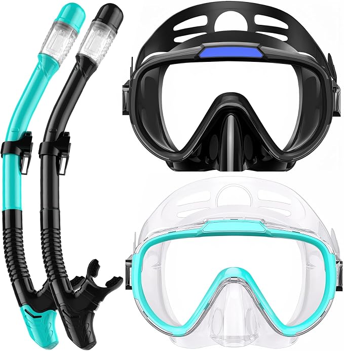 Seovediary Snorkel Set Adults Snorkeling Gear Anti-Fog Panoramic View Swim Mask Dry Top Snorkel Kit with Carry Bag for Snorkeling Scuba Diving Swimming Travel