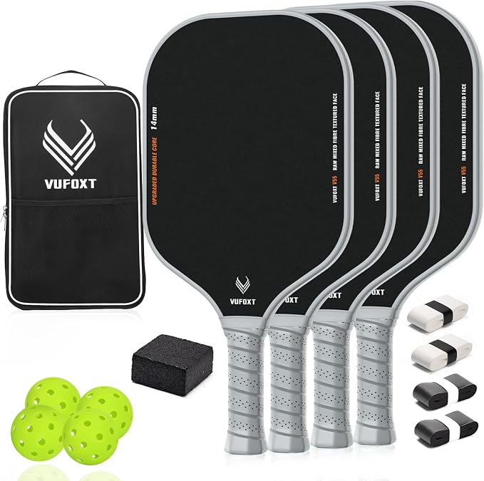Pickleball Paddles Set of 2/4, USAPA Approved Carbon Fiber Surface Pickle Ball Set - 14mm PP Honeycomb Core of Lightweight Pickleball Rackets -Suitable for Beginners' Training and Game（Blue）