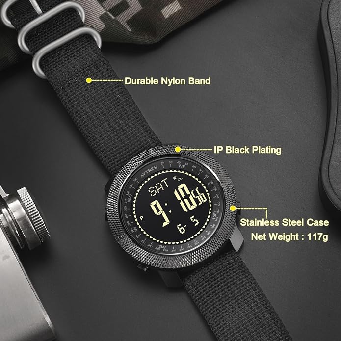 AVTREK Mens Outdoor Sport Tactical Survival Watches Hiking Digital Wrist Watch Waterproof Swimming Military Army Altimeter Barometer Compass Watches