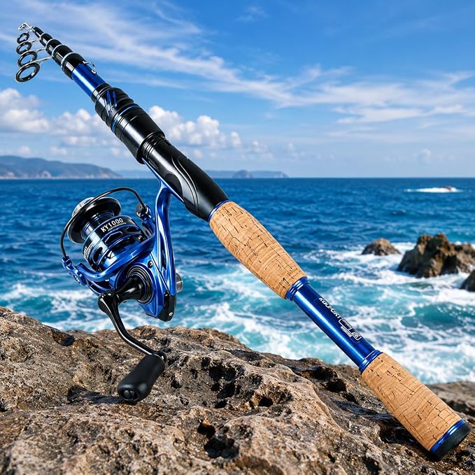 Telescopic Fishing Rod and Reel Combo | 30T Carbon Fiber Spinning Rod with 12+1BB Reel | Portable Lightweight Pole | Bass Trout Panfish | Freshwater Saltwater