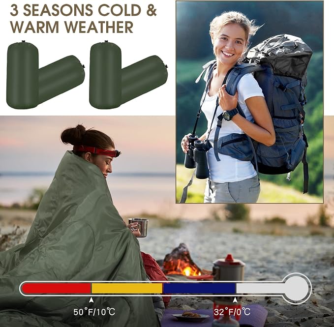 Macarrie 10 Pcs Bulk Sleeping Bags for Adults 0 Degree Waterproof Emergency Sleeping Bags with Compression Sack for Camping Hiking Backpacking Outdoor Activities