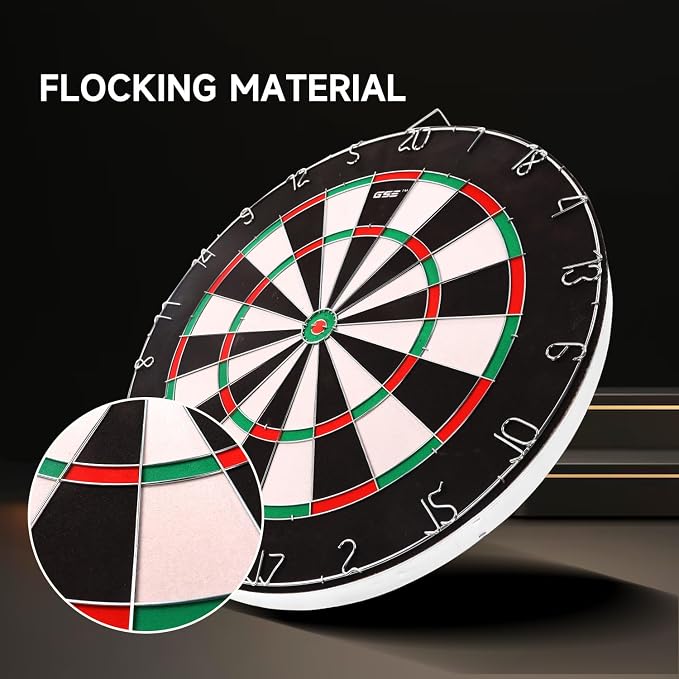 GSE Games & Sports Expert 18" Regulation Size Steel Tip Dartboard Game Set. Excellent Bristle/Sisal, Paper Baseball, Bullseye, Dart Board Game Set (Several Styles Available)
