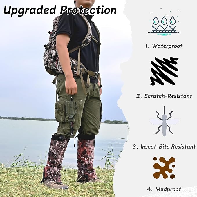 Leg Gaiters- Waterproof Boot Gaiter for Men & Women, with 1000D Wear Resistantand Snowproof and Waterproof Leg Protectors for Hiking and Camping