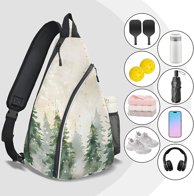 Pickleball Bag for Women Men Adjustable Crossbody Sling Backpack Hold Paddle Accessories