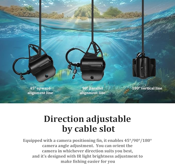 Underwater Fishing Camera, 4.3 Inch LCD, Infrared Night Vision, Wide Angle IP68 Waterproof Portable Fish Camera for Ice, Lake, Boat & Kayak Fishing (Black)
