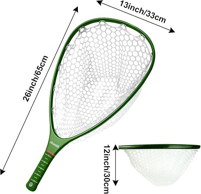 Aventik Fly Floating Fishing Net Carbon Fiber Landing Trout Net Light Weight Clear Rubber Ghost Net Catch & Release