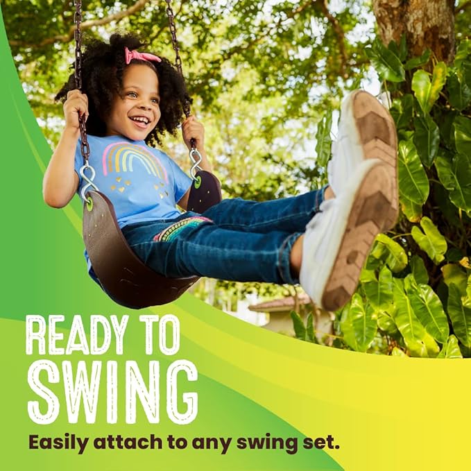 Swurfer Tree Outdoor Swing Set Swings – Playground Swing Seat Replacement, Swing Set Accessories, Easy Installation, Comfortable Heavy Duty Rubber Coated Chains, Weather Resistant, Ages 4 and Up