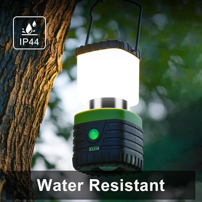 Jarxin 2PCS 6500K White Light LED Camping Lantern Rechargeable 1000LM, 4500mAh Power Bank, Flashlight for Hurricane Emergency, Hiking, IP44 Waterproof Lantern(Black)