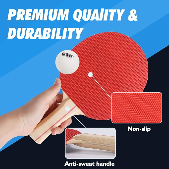GSE Games & Sports Expert Adjustable Retractable Ping Pong Net Set & Post. Professional Table Tennis Rackets and Balls, Net with Posts and Storage Bag - Pingpong Paddle and Game Table Accessories. | Adjustable