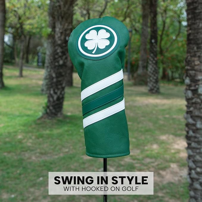 Headcovers, Leather Golf Club Covers, 1pc or 3pcs Set Lucky Clover Driver Headcover, 3 Wood Head Cover, Hybrid Rescue UT Headcover, Classic Golf Accessories