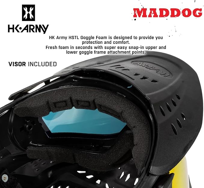 Maddog HK Army HSTL Paintball Airsoft Mask Goggle System | Replaceable Thermal Dual-Pane Anti Fog Lens | Adjustable Full-Face Safety Certified Protection