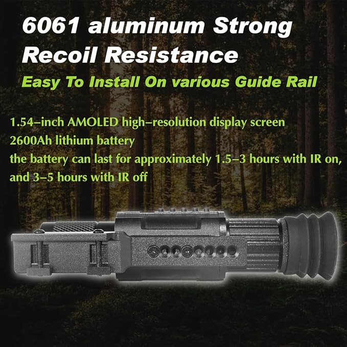 Day & Night Vision Rifle Scope Monocular with 850nm IR Fixed 3X Magnification, Digital Night Vision monocular Telescope，Hunting Wildlife Observation， Can be Used independently