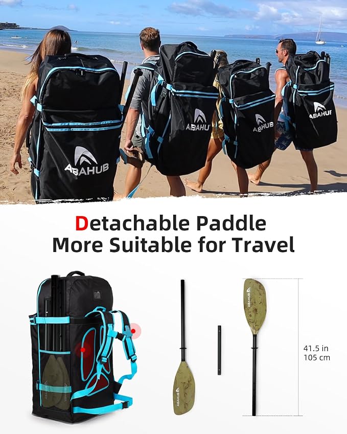 Abahub Adjustable Kayak Paddle 210-230 cm/ 230-250 cm Floating Kayaking Oars Boating Oars Canoeing Oars Black