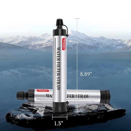 Timain 6 Pack 4-Stage Filtration,High Flow Rate Water Filter Straw,Water Purifier Survival for Emergency Kits,Travel,Camping, Hiking,Fishing,Hunting (6)