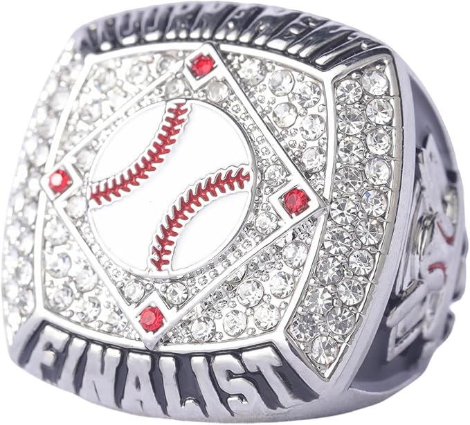 12 pcs Pack Gold Champions Silver Finalist Baseball Championship Trophy Ring Baseball Awards for Teams,Baseball Players Awards Size 9
