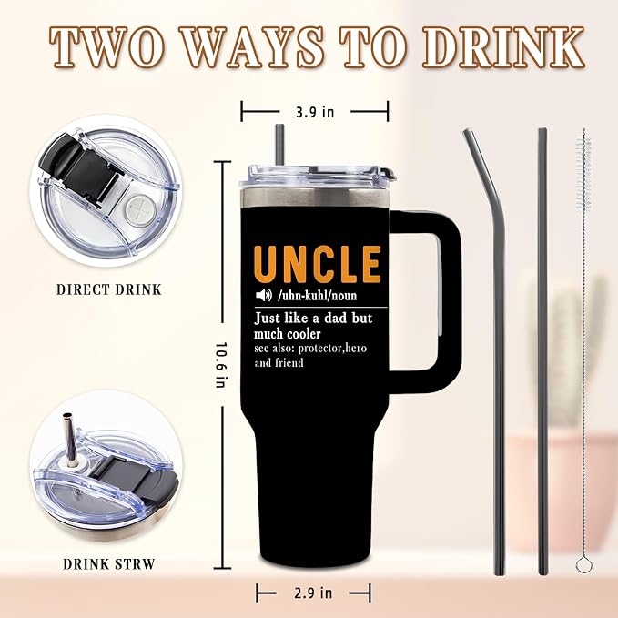 DUUV Uncle Gifts from Niece Nephew, Fun Uncle Birthday Gifts for Men, The Man The Myth The Bad Influence Uncles Tumbler 40 Oz, Father's Day Birthday Gifts for Uncles, 1PCS