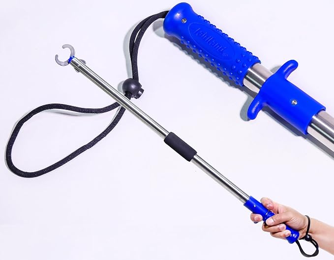 Heavy-Duty Fish Gripper – Extra-Long Stainless Steel Grabber with Non-Slip Handle, Wrist Lanyard & Storage Bag for Secure Fish Handling in Freshwater & Saltwater