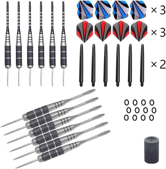 WINSDART Steel Tip Darts 12 Pack Set with Nonslip Iron Barrel Aluminum Dart Shafts and Flights Darts Sharpener an Gift Box