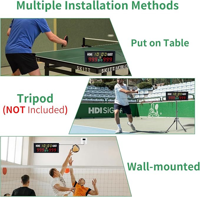 YZ 16” Large Electronic Scoreboard with Remote, Bright LED Scoreboard for Outdoor Games, Digital Scoreboard with Timer Clock, Portable Score Keeper for Football/Basketball/Cornhole/Volleyball