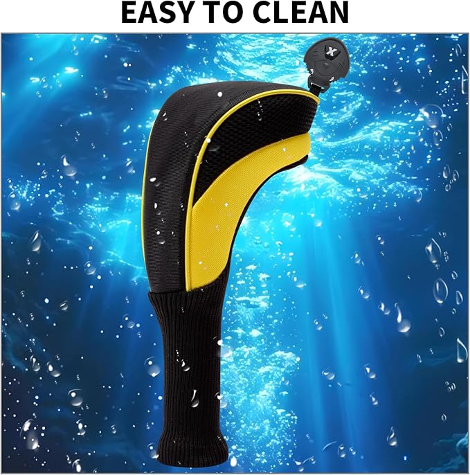 Golf Club Head Covers for Woods 3/4/5/6 Pieces Long Neck Mesh Sports Golf Club Headcovers Set with Interchangeable No. Tags 3 4 5 6 7 X Golf Accessories for Men Women