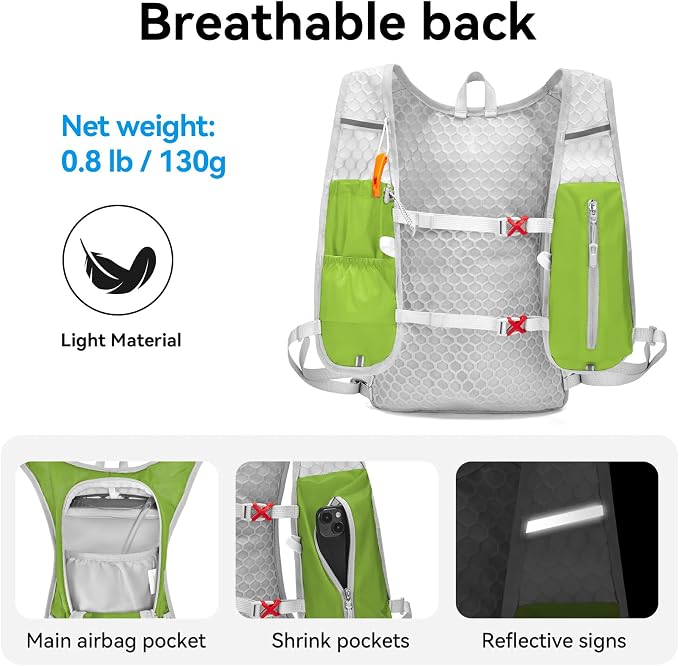 Lightweight Hydration Backpack with 1.5L TPU Water Bladder, CROSSGEAR Running Hydration Vest, Ultralight Hiking Backpack for Women Men, Running Water Daypack for Cycling Hiking Marathon
