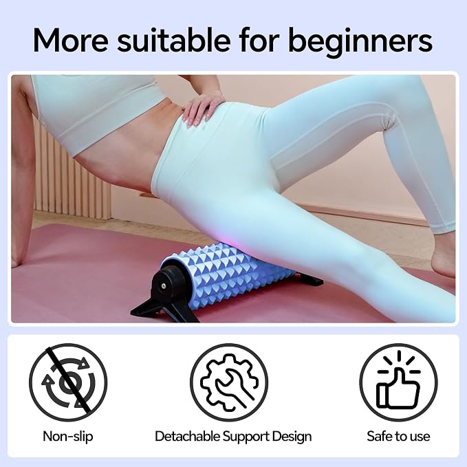 Foam Roller with Detachable Stand, 18" Deep Tissue Massage Roller, Beginner-Friendly Support Design for Muscle Recovery, Home Workout & Fitness - Blue