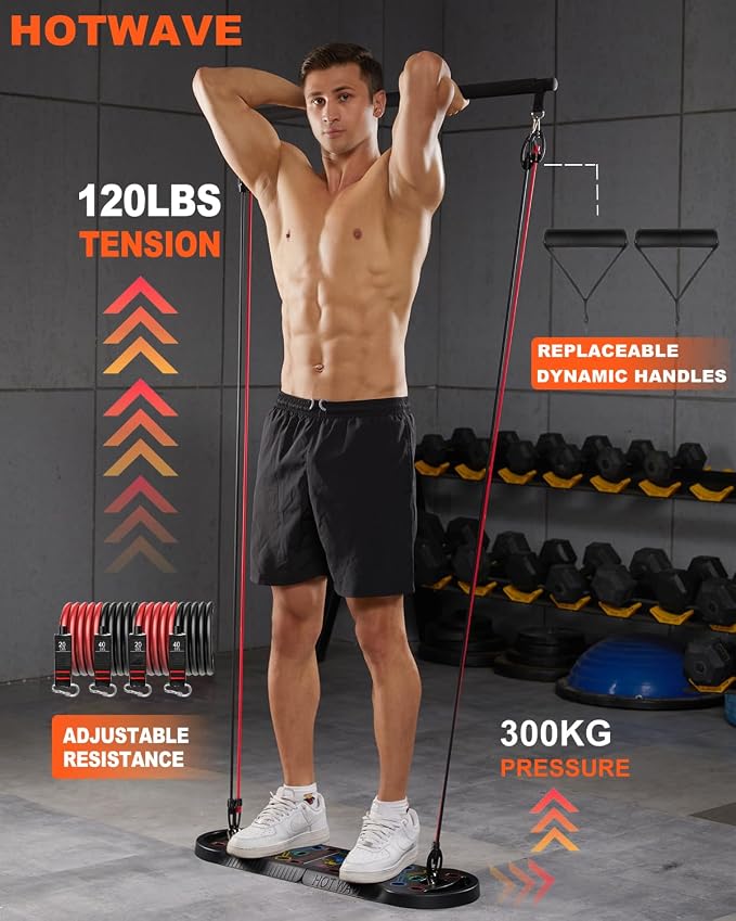 HOTWAVE Push Up Board Fitness, Portable Foldable 20 in 1 Push Up Bar at Home Gym, Pushup Handles for Floor. Professional Strength Training Equipment For Man and Women
