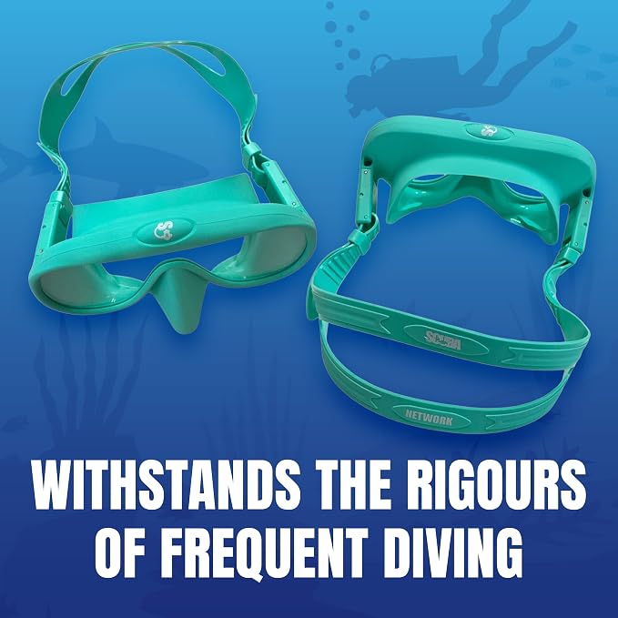 Spartacus Frameless Dive Mask, Ultra-Clear Low-Iron Glass, Wide View, Low Volume, 100% Silicone Skirt