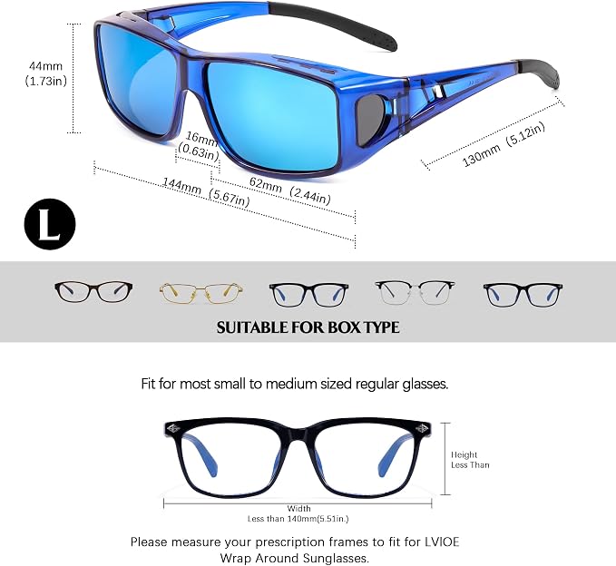 LVIOE Over Glasses Sunglasses Wrap Around Polarized Sunglasses for Men Women Fit Over Prescription Glasses with UV Protection