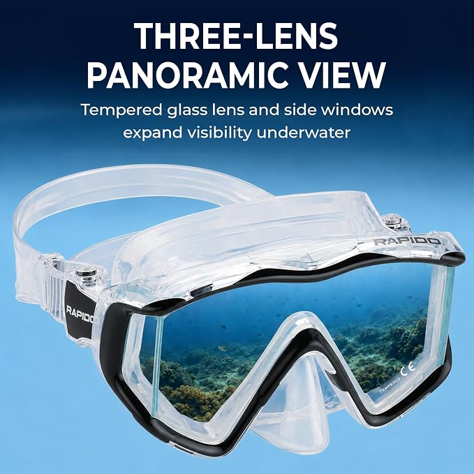Rapido Clareza Three Lens Mask and Snorkel Combo