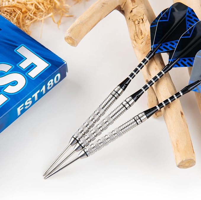 Formula Sports 90% Tungsten Darts Metal Tip Set 21g/22g/23g/24g, Professional Steel Tip Darts Set with Aluminum Shafts, Tungsten Barrels, Extra Flights, Dart Sharpener, Gift Box