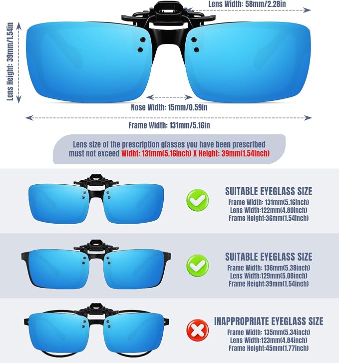 STORYCOAST Clip On Sunglasses for Men Women Polarized Fit Over Prescription Glasses Sports Fishing Driving