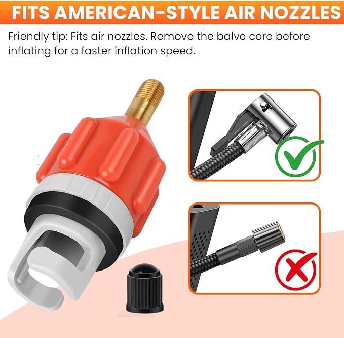 2PCS SUP Pump Adapter,Premium Conventional and Sturdy Air Valve Adapter,Fast Inflation and Deflation for Inflatable Stand UP Paddle Board, Kayak and Boat