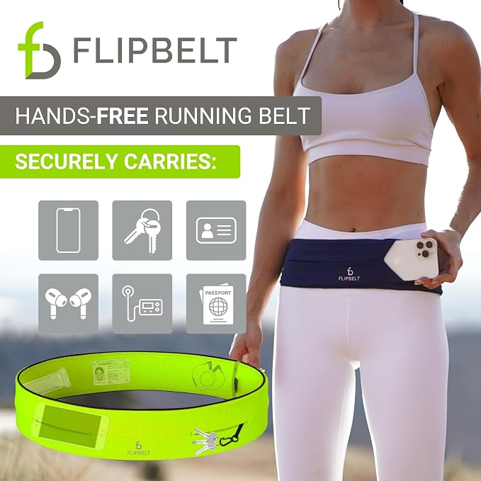 FlipBelt Classic Running Belt, Belt Bag & Fanny Pack for Men and Women - Phone Holder, Waist Pack, Running Accessories, Belt Pouch, Money Belt, USA Running Company