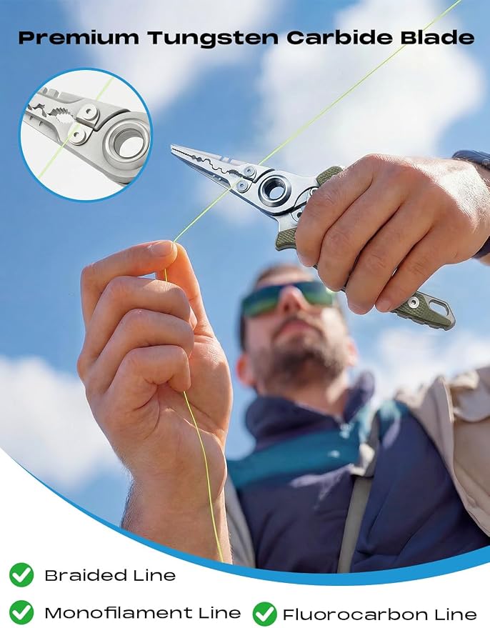 HOOK-EZE Fishing Gear Knot Tying Tool with 17-4 Fishing Pliers | Saltwater Fishing Gear with G10 Handles |Fishing Accessories for Beginner Anglers (Green)