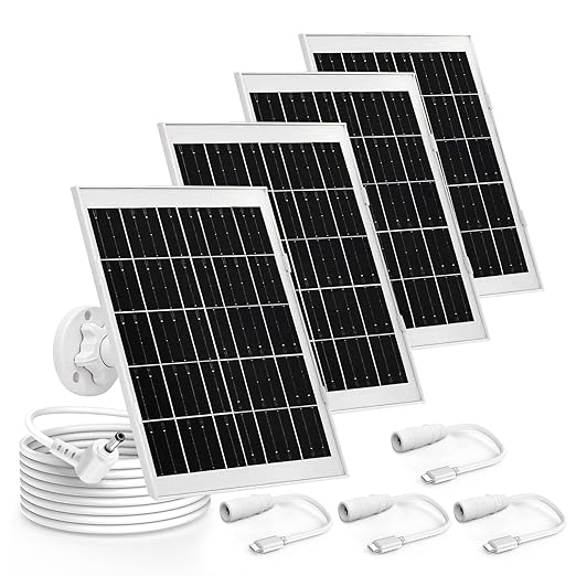 4 Pack Solar Panel Charger Compatible with Ring Solar Panel (2nd Generation), 8W Ring Outdoor Camera Plus,Outdoor Cam (Stick Up Cam), Stick Up Cam Pro, Spotlight Cam Plus, Spotlight Cam Pro 10FT Cable