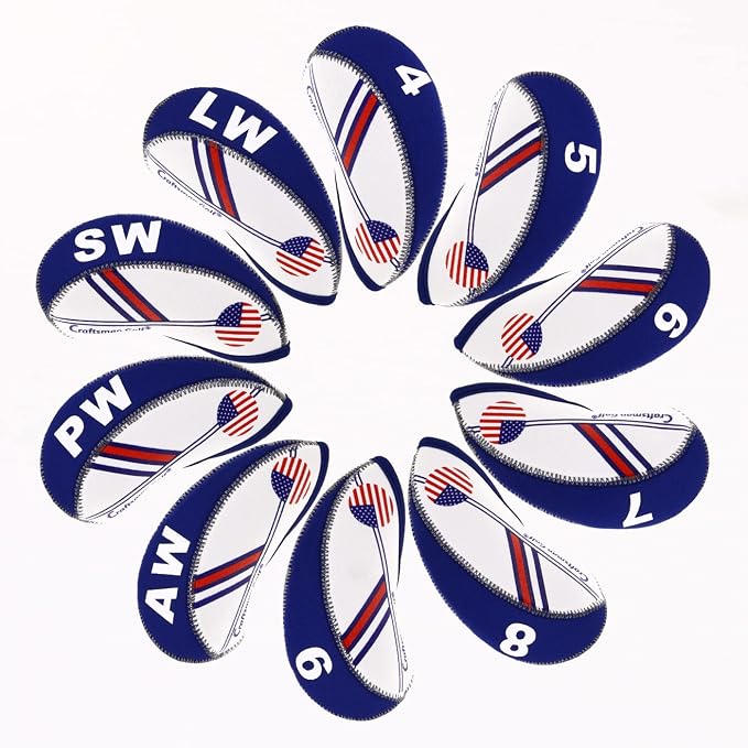 Craftsman Golf US Flag Neoprene Golf Club Head Cover Wedge Iron Protective Headcover for Callaway, Ping, Taylormade, Cobra, Etc.
