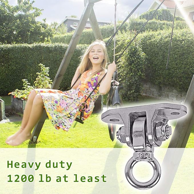 Stainless Steel 304 Heavy Duty Hanger 180°360° Swing 1200 LB Mounting Auger Installation Guide Playground Porch Swing Sandbag Yoga Hammock Stand Wooden Indoor-Outdoor