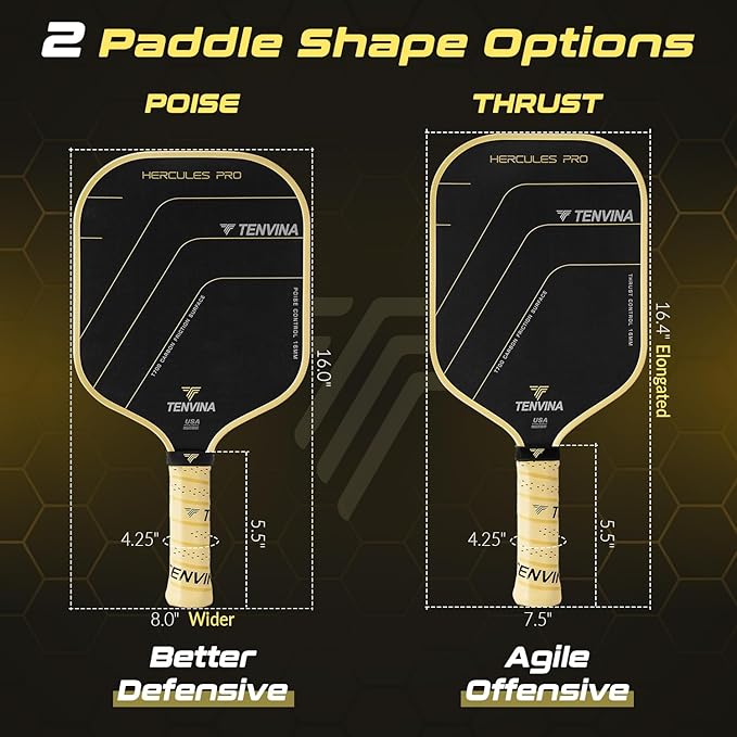 TENVINA Pickleball Paddles, Thermoformed T700SC Carbon Fiber Pickleball Paddle, Pickle Ball Paddle USAPA Approved with Dominant Power and Larger Sweet Spot