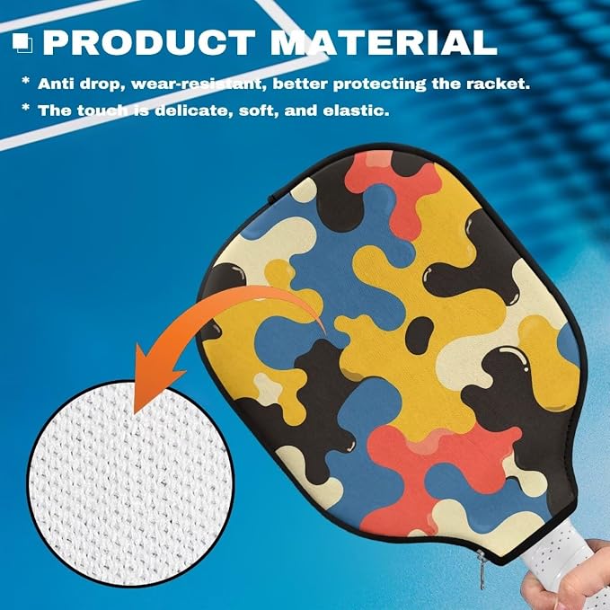 Blue Camo Corgi Pattern Print Pickleball Paddle Covers Only Paddles Holder Sleeve Fits Most Rackets